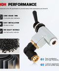 Air Toggle Switch Pneumatic Control Valve Direct Replacement For Peterbilt Kenworth International LT Series Trucks One Quarter Inch Port 379 389 Easy Install Air System Upgrade with metal 90° elbow.