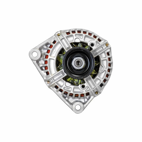 New High Performance Car Alternator For Reliable Electrical Power For Your Ride, ISO Quality Certified, Professional New Replacement With 100 Percent New Components, Greased Bearings For Long Life In Tough Conditions, OEM Style Alternative visible from top view