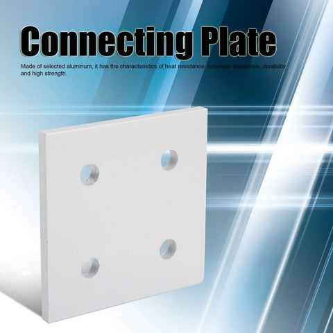 5 Pack Aluminum Joining Plates With Four Holes Vertical Flat Plate Connectors, anodized finish, shown close-up on blue background.