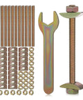 Half Moon Countertop Joint Bolts Kit For Tabletops And Furniture, 12 Set Draw Bolts and Fasteners, shown with wrench