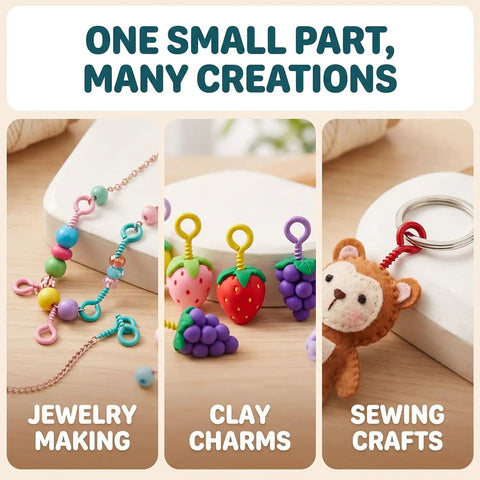 Grab These Dope Colorful Screw Eye Pins For Your Next DIY Jewelry Crafter Featuring Solid Metal Build And Rust Proof Coating In Mixed 1Mm 4Mm 8Mm Dimensions, used for jewelry and clay crafts.