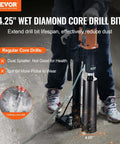 4.25-inch wet diamond core drill bit for concrete, VEVOR brand, mounted on a drill rig