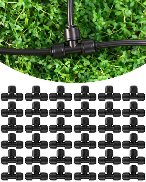 36 Pack Quick Connect One Quarter Inch Hose Tee Fittings For Drip Irrigation Systems In Garden, Farm And Greenhouse connector