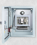 Inside view of Heavy Duty Outdoor Weatherproof Electrical Box Wall Mount Control Enclosure Junction Box Thickened Steel Cabinet With Lockable Panel 250 By 300 By 140 mm For Industrial Use