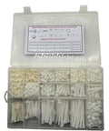Rock Solid 760 Piece M6 Nylon Screw Assortment Pack in clear box with assorted white Phillips pan head screws, nuts, washers.