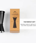 Japanese Style Jigger With Ten Measurement Markings Stainless Steel Bar Tool For Precise Mess Free Pours Sleek Modern Design For Home Mixology And Pro Level Bartending, black stainless steel with gift box
