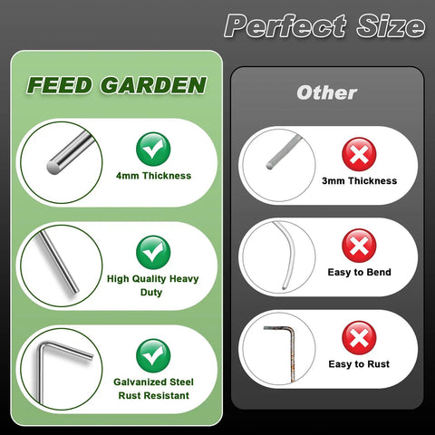 Comparison of 7 Inch Tent Stakes 18 Pack Heavy Duty Metal Garden Pegs vs others showing thickness and durability