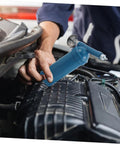 Mechanic using 80cc Mini Grease Gun Portable Manual Lubrication Tool With Sky Blue Electroplated Finish on car engine