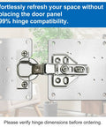 Close-up of installed Six Pack Stainless Steel Cabinet Hinge Repair Plates with 36 Self Tapping Screws for Furniture.