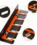 Close-up view of Rock Solid Wall Mount Air Tool Holder Lockable Five Slot Pneumatic Rack for Garage showing locking slots.