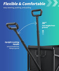 Close-up of handles on a black collapsible wagon with wheels foldable dog cart that holds up to 200 lbs 80L interior storage