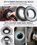 Heavy Duty Front Axle Seal U Joint Kit With Inner Knuckle Oil Seals Outer Tube Seals And Hub O Rings For 2005 Through 2019 Ford Super Duty F250 F350 F450 F550 Dana 60 inner knuckle and outer tube seals
