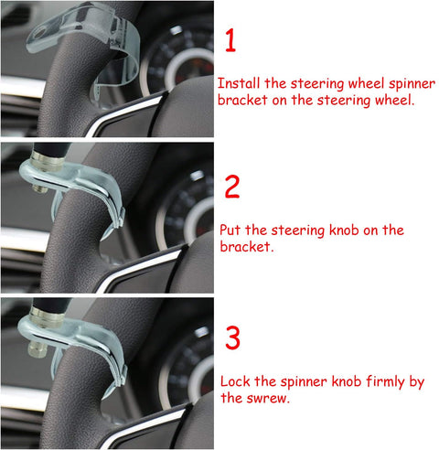 Installation of Steering Wheel Spinner Knob Power Booster For Easy One Hand Drive Suicide Knob Grip With Billiards Ball Style Handle