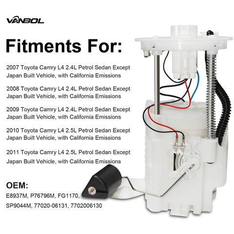 Electric Fuel Pump Module Assembly For Toyota Camry 2007-2011 2.4L 2.5L L4 With California Emissions, side view