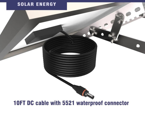 10FT DC cable with 5521 connector for DC 35V 25W Solar Panel Powered Charger Kit With Mount Bracket For ME GO 600