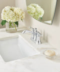 Dartmoor Chrome Two-Handle Centerset Bathroom Sink Faucet, Dope Chrome Finish, Classic Traditional Style, 4 Inch Centerset Installation