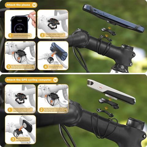 2 In 1 Bike Mount With Quick Release And Quarter Turn, installation process for phones and Garmin GPS on bike stem