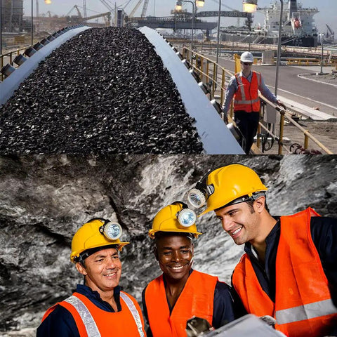 Miners wearing safety gear in industrial space focus on Portable Four Gas Monitor Detector For CO H2S O2 And EX Gas