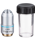 Top Notch 40X Plan Achromat Microscope Objective Lens With Spring Mechanism, DIN JIS Standard, silver finish in case