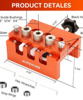 Pro Grade Adjustable Width Dowel Jig For Woodworking With Imperial Scale Centers detailed product parts and dimensions