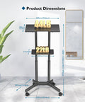 Product dimensions of On Wheels Portable Standing Laptop Desk With Height Adjustable Sit Stand 0 To 40 Degree Tilt Rolling Cart