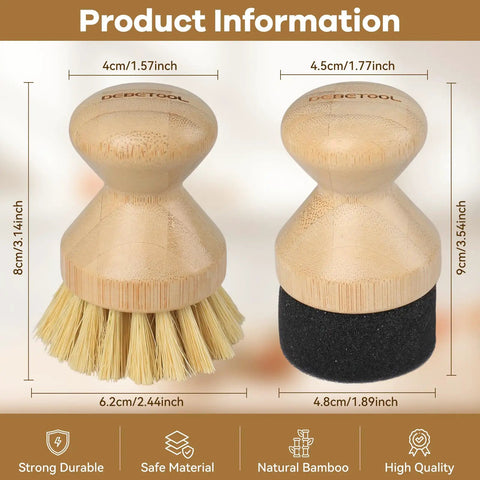 Top Tier Cutting Board Care Set Featuring Hella Sturdy Sisal Scrub Brush And Smooth Wood Oil Applicator for kitchen use.