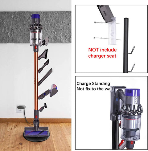 Freestanding Cordless Vacuum Dock And Storage Stand With 6 Hooks Metal Organizer Bracket For V15 Detect V11 V10 V8 V7 V6