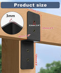Beefy Heavy Duty Z Shape Bracket Set 3x5 Inches installed on timber, showing dimensions and rust-resistant black finish