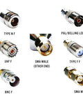 Beefy SMA Male To SMA Female Adapters Kit With BNC F Type N F Type F F UHF F And PAL F Connectors Plus Bonus SMA M Adapter