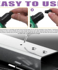 All In One Go-To Rivet Kit With Aluminum Blind Rivets And Manual Gun, shows interchangeable heads and rivet application in use