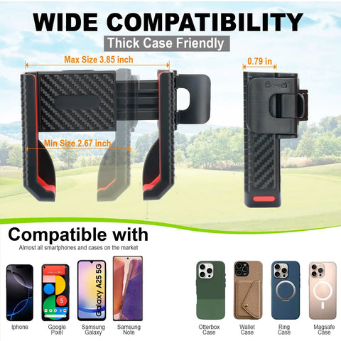 Magnetic Golf Cart Phone Holder With 8 N52 Strong Magnetic Base Universal Fit For EZGO Club Car Yamaha Golf Carts Secure Grip For iPhone Samsung And Other Smartphones Red Accessory For Men And Women showcasing wide compatibility and secure grip.