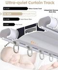 Ultra Quiet Ceiling Mount Curtain Track System 5 To 16 Feet White Aluminum Double Rail For Bedroom Window And Hotel Drop Ceiling Install Smooth Glide With PVC Silent Strips And Pulleys No Curtains Or Hooks Included, close-up silent strip