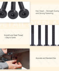 84Pcs M6 Furniture Bolts And Barrel Nuts Kit in black finish with hex key and slotted barrel nuts for furniture assembly