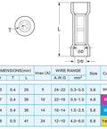 Heat Shrink Butt Connectors Kit 200 Pieces For AWG 24 Wire 4 Sizes Insulated Waterproof Electrical Marine And Automotive Crimp Terminals With Pro Grade Heavy Duty Copper Barrels For Secure Low Resistance Connections, chart with sizes and wire range