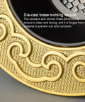 Close-up of die-cast brass molding texture of Adjustable Led Recessed Ceiling Light With Rock Solid Forged Brass Trim.