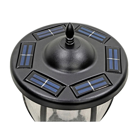 Top view of 84 Inch Solar Powered Led Lamp Post With 18.5 Inch Planter No Wiring Needed Outdoor Garden Light solar panels