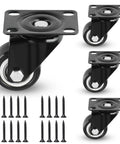 1.5 Inch Swivel Caster Set Of 4 With Steel Core Rubber Casters for Furniture and Carts, includes mounting screws