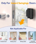Built Tough Heavy Duty Door Reinforcement Lock For Inward Swinging Doors Screw Mounted Safety Latch with 800 lb Strength Aluminum Alloy Build Adjustable Knob Ideal For Apartments And Hotels Black 1 Pack, shown installed on door highlighting not applicable for other door types.