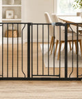 Extra Wide Baby Gate 29 To 49 Inches For Doorways And Stairs, Pressure Mounted Safety Gate with Door, Black installed in doorway