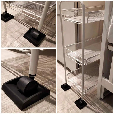 Bed Stoppers And Furniture Cups Set Four Pack 3 Inch By 3 Inch Heavy Duty Premium Silicone Caster Cups on shelf legs