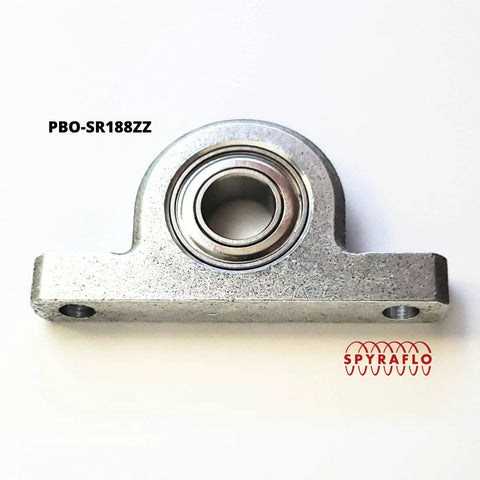 Two Pack Quarter Inch Aluminum Pillow Block Mount With Deep Groove Ball Bearing ABEC Three For Smooth Rotations And Heavy Duty Radial Load Capacity Lubricated Steel Bearing PB0 SR188ZZ, front view