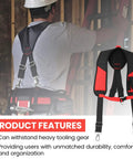 Back view of user wearing the 48-22-8145 Heavy Duty Padded Suspension Rig Replacement Backing for tool belts and bags.