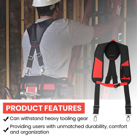 Back view of user wearing the 48-22-8145 Heavy Duty Padded Suspension Rig Replacement Backing for tool belts and bags.