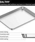 18 Inch Stainless Steel Baking Sheets Set Of 2, Commercial Grade Bakeware, Non Toxic, Rust Resistant, Mirror Finish