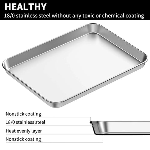 18 Inch Stainless Steel Baking Sheets Set Of 2, Commercial Grade Bakeware, Non Toxic, Rust Resistant, Mirror Finish