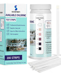 200 Chlorine Test Strips For Food Service Kitchens And Bars 0 To 200 PPM Sanitizer Test Kit For Restaurants Hotels And Food Trucks Easy To Use Fast Accurate Bleach Test Strips Value Pack bottle and box