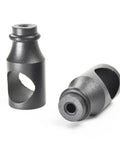 Close-up of metal components from the 16Ft Rolling Ladder Hardware Sliding Rail Kit With Top Rollers And Braked Floor Wheels