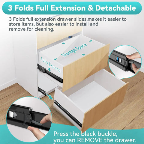 Push To Open Soft Close Drawer Slides No Sweat Easy Install 1 Pair 10 12 14 16 18 20 22 24 Inch Full Extension Ball Bearing Side Mount Kitchen Dresser Glide Black 100 LB Load Capacity, detachable black side-mount slide