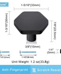 25 Pack Dope Matte Black Hexagon Cabinet Knobs For Dresser Drawers And Kitchen Cabinets One And A Quarter Inch Diameter Zinc