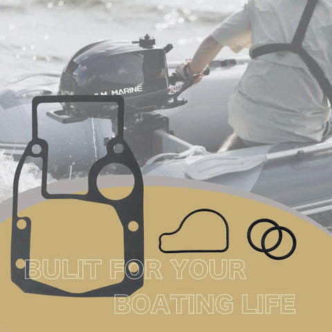 Outdrive Mounting Gasket Kit For Penta SX DP Drives And OMC Cobra Sterndrives displayed along with motorboat backdrop